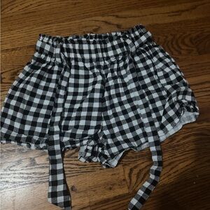 BeBop Black & White Gingham Tie-Front Skort Shorts